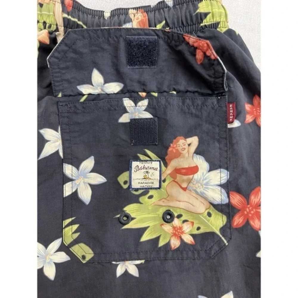 VTG Tommy Bahama Swim Trunk Short Men XL Gray Tropical Floral Mesh Lined Nylon - Picture 11 of 16